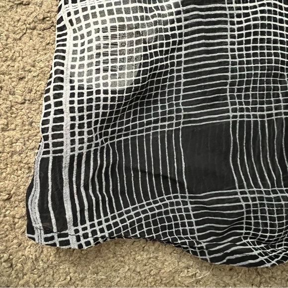 Bcbg maxazria pure silk collared blouse top black white gray monochrome - Picture 11 of 14